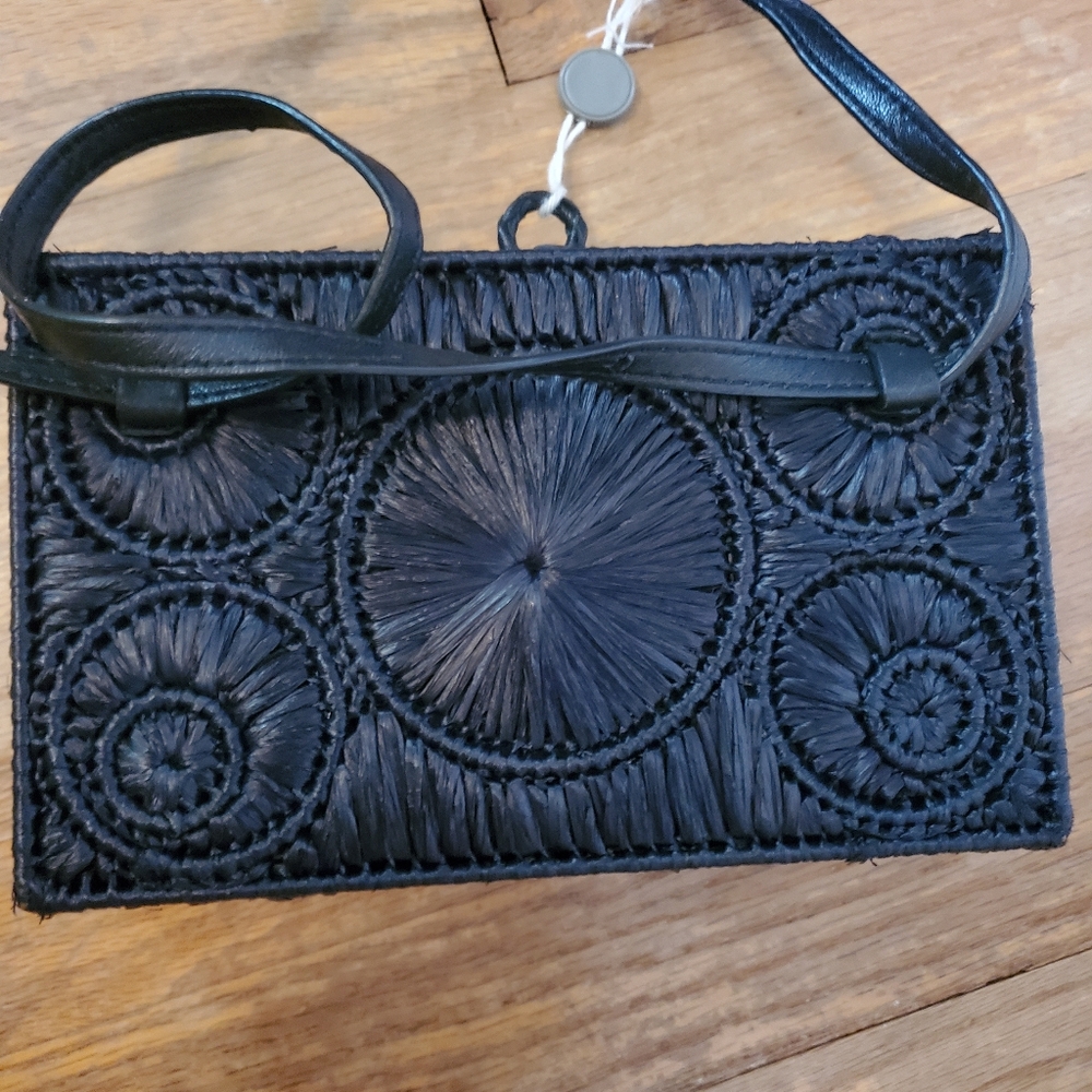 NWOT Sophie Anderson leather straw black crossbody or belt bag